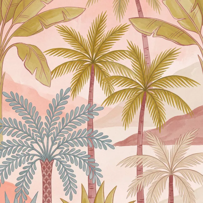Behang - Illustratie - Palmbomen - Kleurrijk