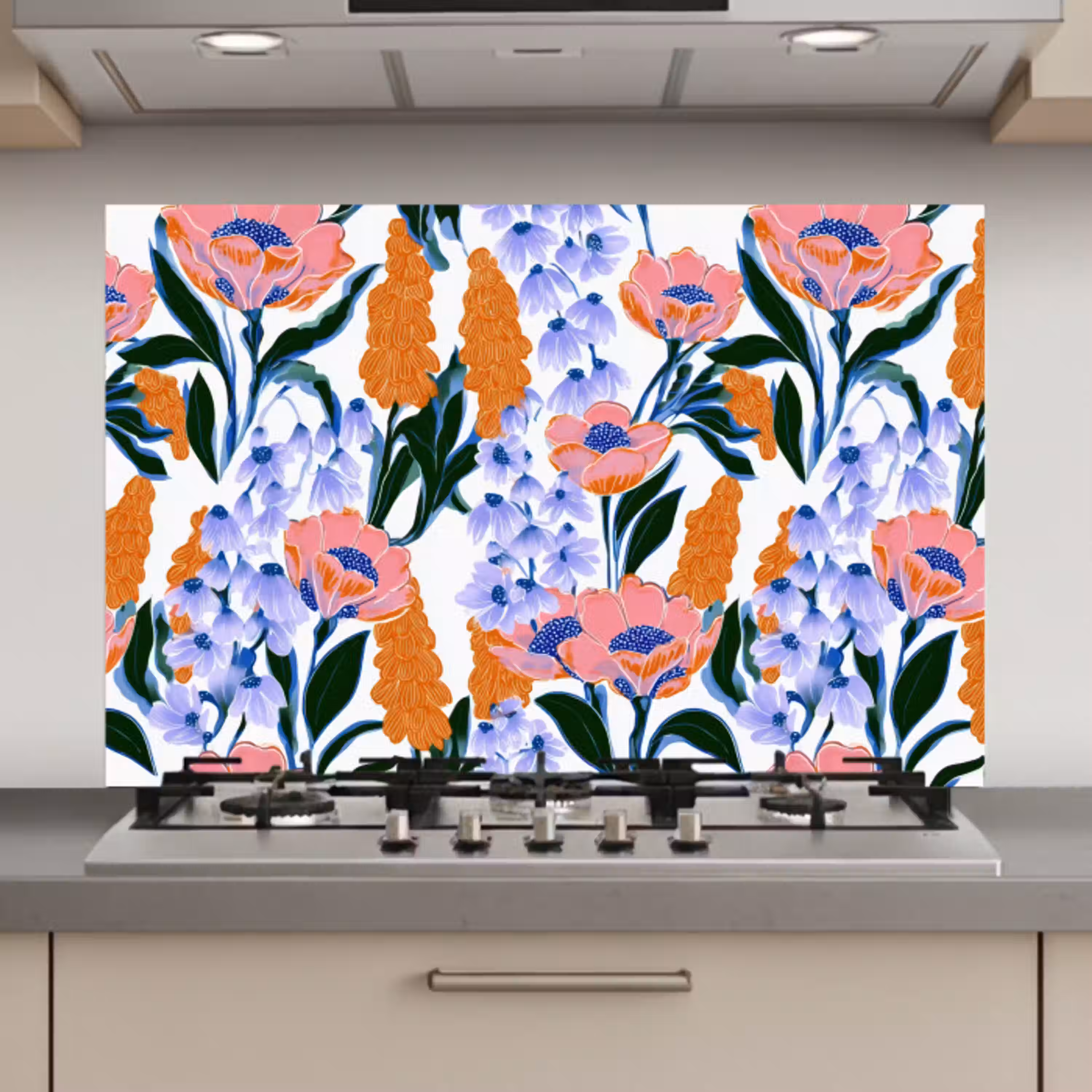 Patroon - Aquarel - Kleurrijk keuken achterwand spatscherm klein 900 -3d_website