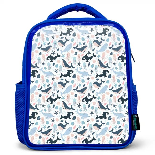 Klein - Oceaan - Walvissen - Octopus Kinderrugzak - Blauw middel 862 -3d