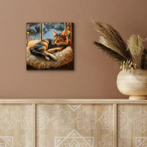 Kat - Kerst - Winter - Dier aluminium wit klein -sfeer4