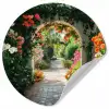 Doorkijk - Bloemen - Natuur - Bloementuin Wandcirkel behangsticker klein -3d