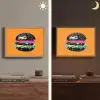 Hamburger - Oranje - Neon - popart Light Box met batterij (Wandlamp) middel -sfeer3