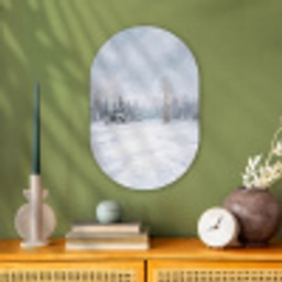 Bospad - Dennen - Sneeuw - Winter - Rustgevend Wandcirkel Ovaal Forex klein -sfeer2