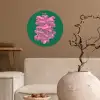 Abstract - Pink - Lijnen - Groen Wandcirkel behangsticker klein -sfeer1