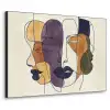 Abstract - Overlappende gezichten - Paars - Donkergroen Textielframe - compleet frame klein -3d