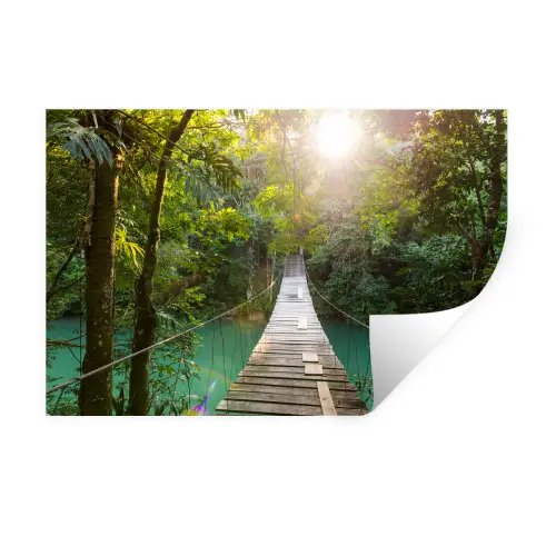 Jungle - Water - Brug - Natuur - Planten Muursticker klein -3d