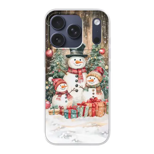Sneeuwpop - Familie - Kleurrijk Telefoonhoesje iPhone 17 Pro klein -3d