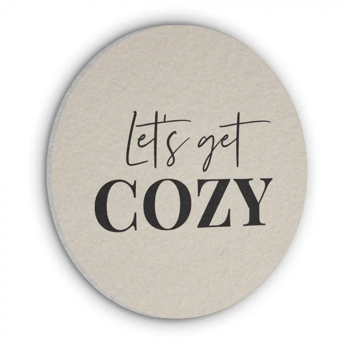 Beige - Winter - Quote - Cozy Akoestische PET Vilt - Rond klein -3d
