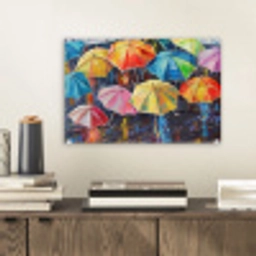 Paraplu's - Schilderij - Kunst - Regenboog plexiglas 5mm klein -sfeer1