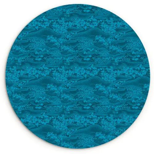 Turquoise - Heuvels - Bloemen Wandcirkel plexiglas klein 852 -3d