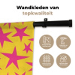 Sterren - Patroon - Roze - Geel Wandkleed katoen klein 269 -sfeer2