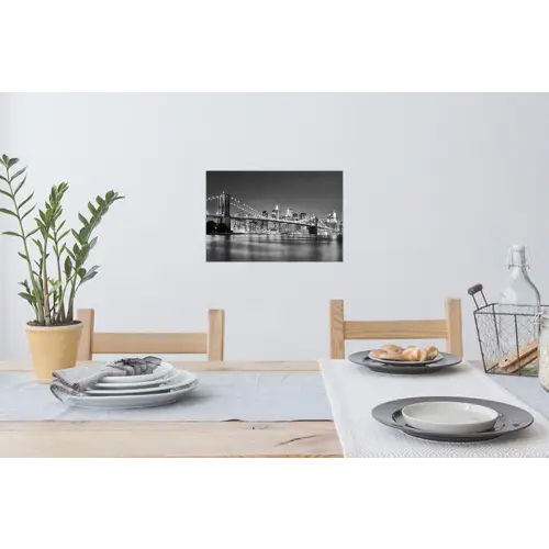 New York - Brug - Brooklyn - Zwart wit - Architectuur Muursticker klein -eettafel