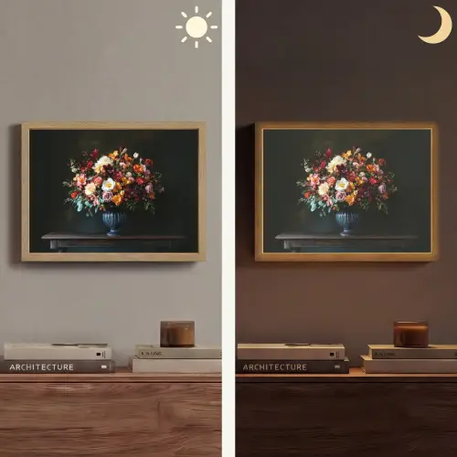 Groot - Bloemen - Vaas - Boeket Light Box met batterij (Wandlamp) middel -sfeer3