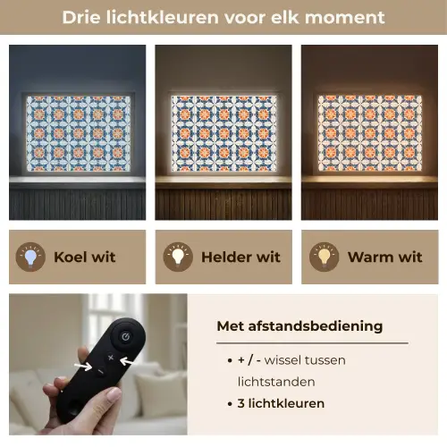 Traditioneel - Tegel - Oranje Light Box met batterij (Wandlamp) middel 907 -USP_lichtkleurNL