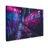 Stad - Neon -  Nacht - Roze - Graffiti canvas 2cm klein -z3d