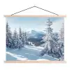 Winterlandschap - Natuur - Berg - Bomen - Sneeuw textielposter latten blank klein -3d
