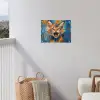 Kat - Kleurrijk - Oranje - Blauw tuinposter los doek klein -sfeer8