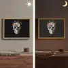 Bloemen - Schedel - Kleurrijk Light Box met batterij (Wandlamp) middel -sfeer3