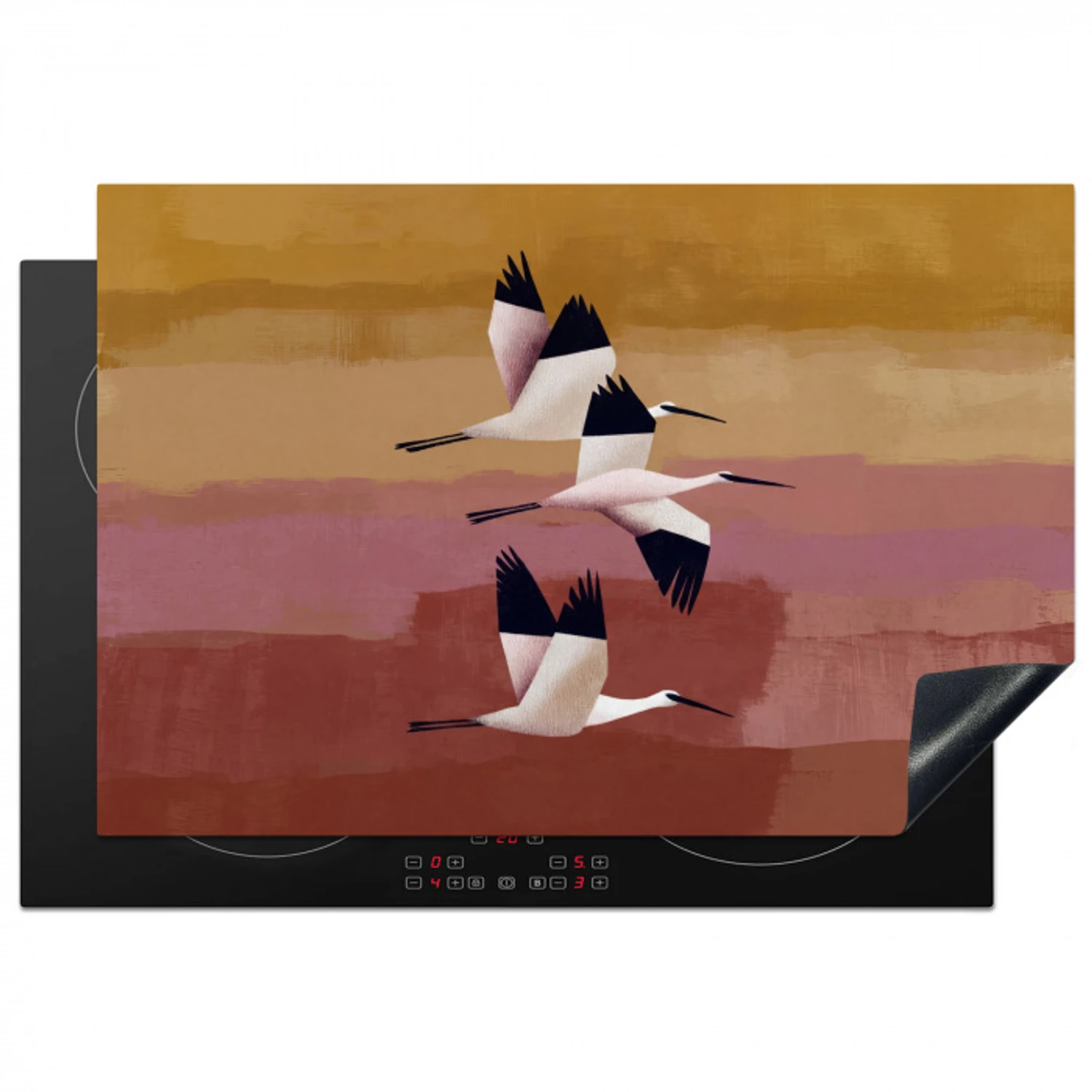 Vogels - Snavel - Abstract Inductie beschermer vinyl 3mm klein -3d