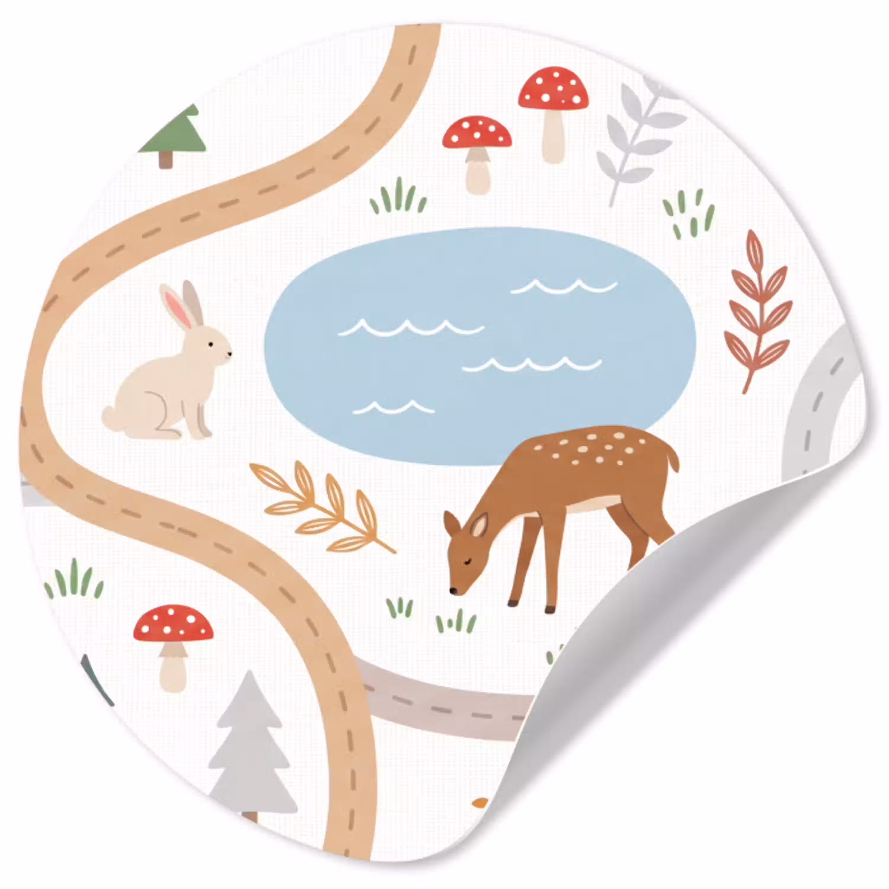 Dieren - Bos - Illustratie Wandcirkel behangsticker klein -3d