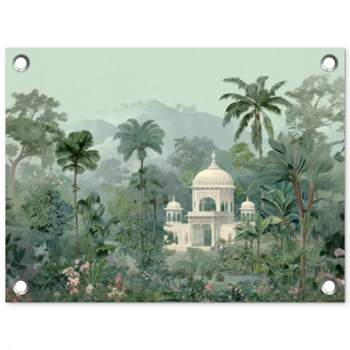 Tropische tuin - Koepelgebouw - Bloemen tuinposter los doek klein -3d