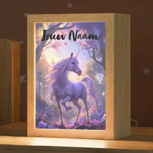 Nachtlampje met naam - Eenhoorn - Paars - Sprookje - Fantasy dier