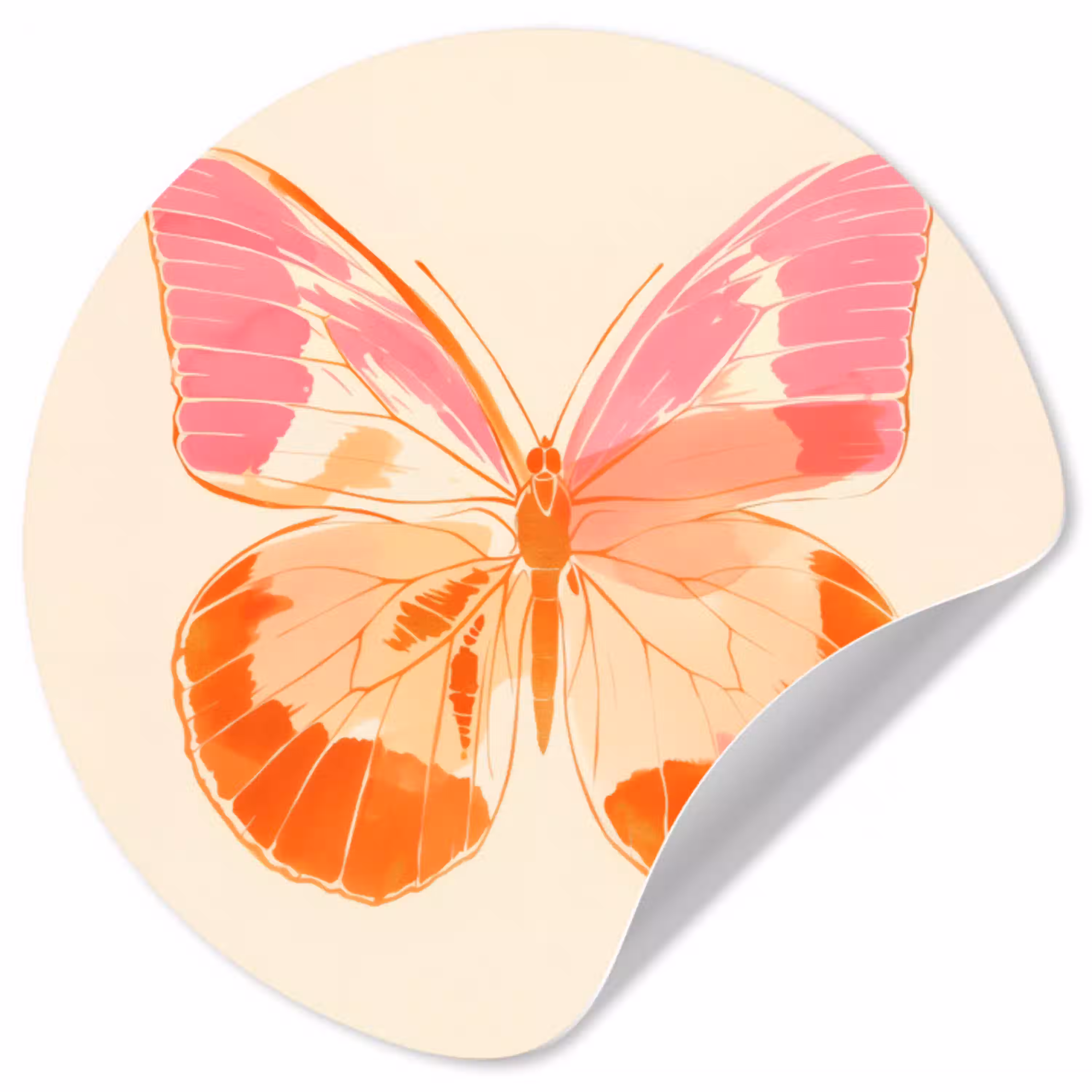 Oranje - Vlinder - Minimalistisch Wandcirkel behangsticker klein -3d