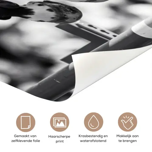 Springen - Paard - Zwart - Wit deurposter klein -closeup_NL