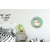 Alpaca - Groen - Bloemendiadeem Wandcirkel aluminium klein -kinderkamer