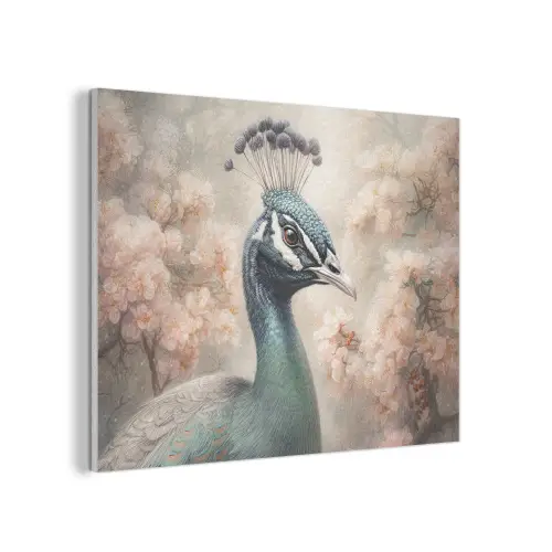 Pauw - Vogels - Bloemen - Boom - Botanisch PET vilt klein -3d