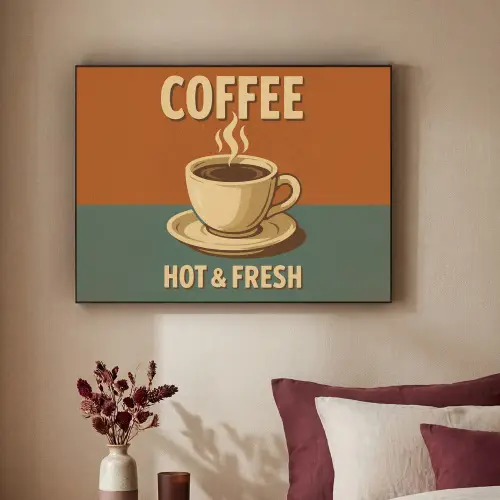 Koffie - Kop - Vintage - Quote Textielframe zwart klein -sfeer1