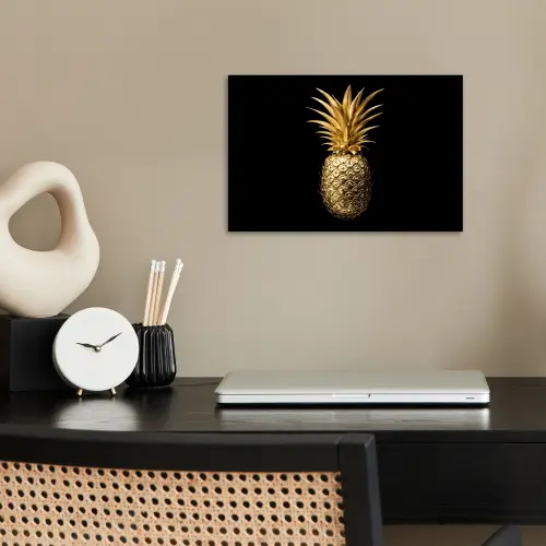 Ananas - Zwart - Goud - Luxe poster papier klein -sfeer1
