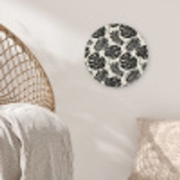 Modern - Monstera - Zwart Akoestische PET Vilt - Rond klein 838 -sfeer4