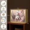 Eenhoorn - Meisje - Roze - Bloemen - Sprookje Light Box met batterij (Wandlamp kind) middel -USP_websiteoverzichtNL
