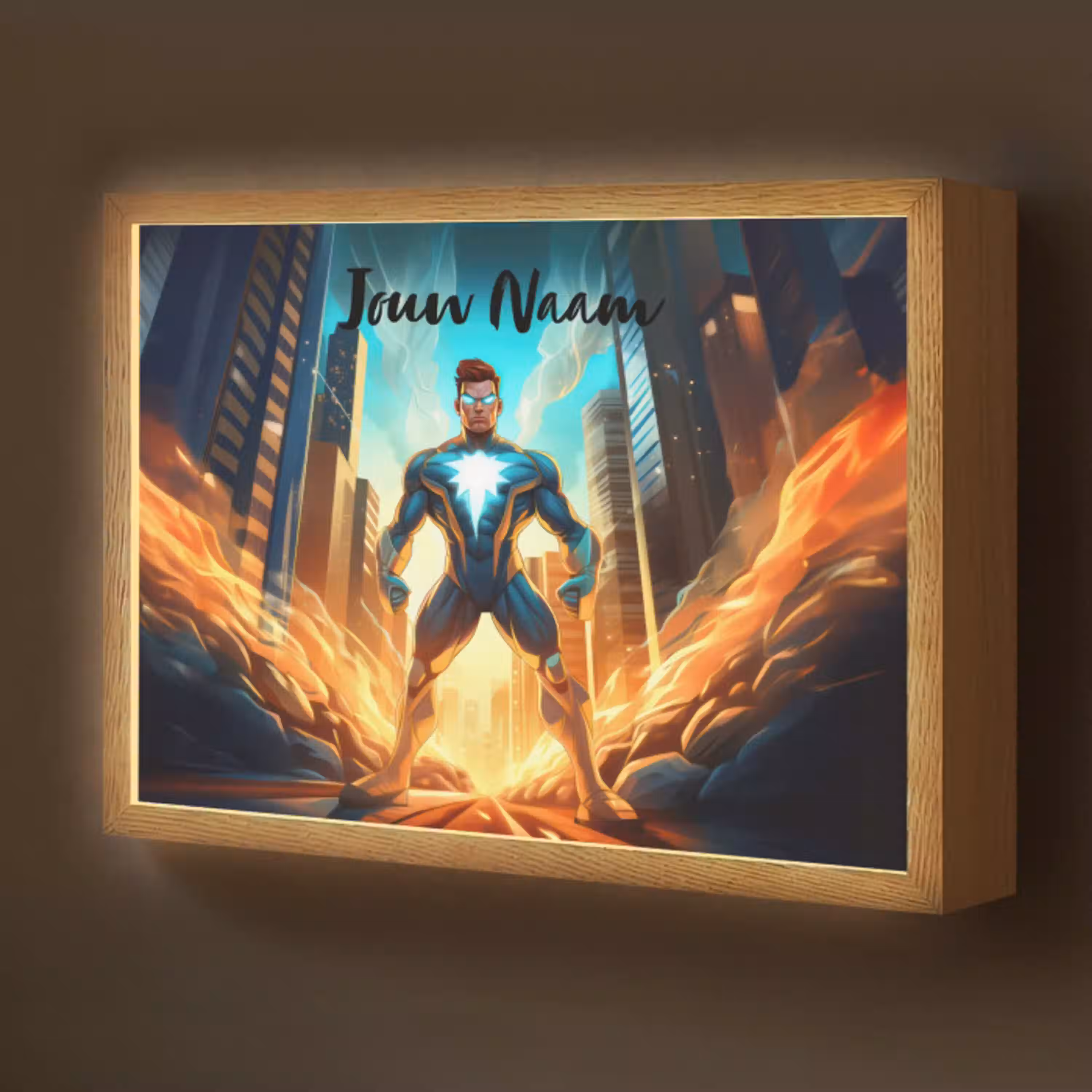 Superhelden - Kinderen - Jongens Light Box met batterij (Wandlamp kind) middel -z3d_website