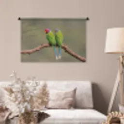 Papagaai - Tak - Natuur - Kleurrijk Wandkleed katoen middel -sfeer4