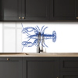 Blauw - Kreeft - Wit keuken achterwand 2 middel -sfeer1
