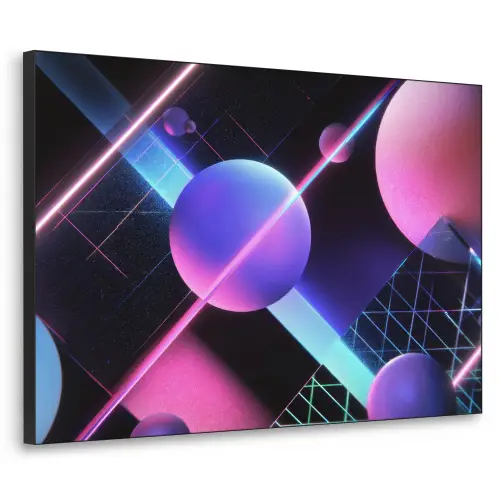 Bollen - Neon - Lijnen - Roze Textielframe - compleet frame klein -3d