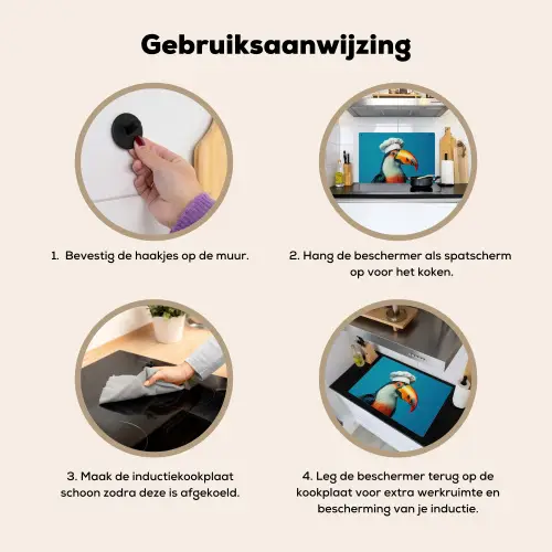 Toekan - Papegaai - Vogel - Koksmuts Inductie beschemer met haakjes klein -ky-gebruik-nl