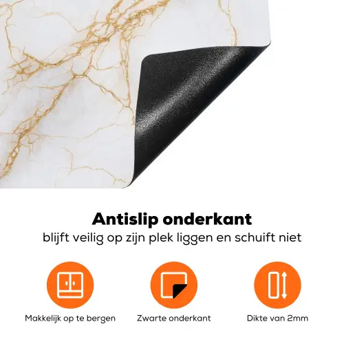 Wit - Goud - Marmer - Aders Inductie beschermer vinyl 3mm klein 276 -zzzzzzz-td-onderkant