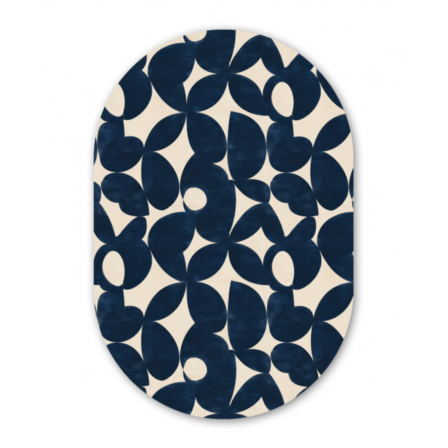 Modern - Geometrisch - Blauw Wandcirkel Ovaal Forex klein 630 -3d