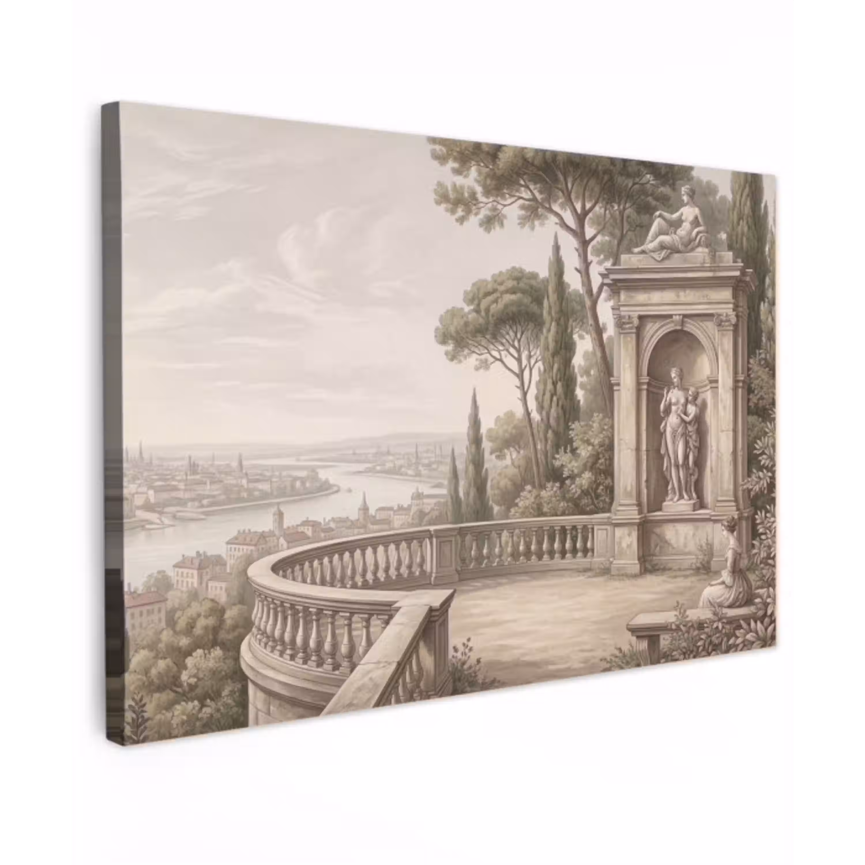 Terras - Stad - Uitzicht - Rivier canvas 2cm klein -z3d