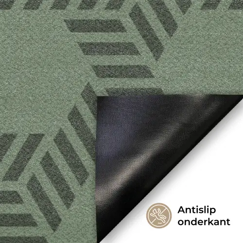Patroon - Groen - Geometrisch Deurmat klein 898 -antislip_NL