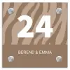 Beige zebra - Klassiek Naambord Vierkant klein -3d