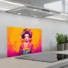 Bloemen - Vrouw - Kimono - Roze keuken achterwand spatscherm klein -3d_schuin