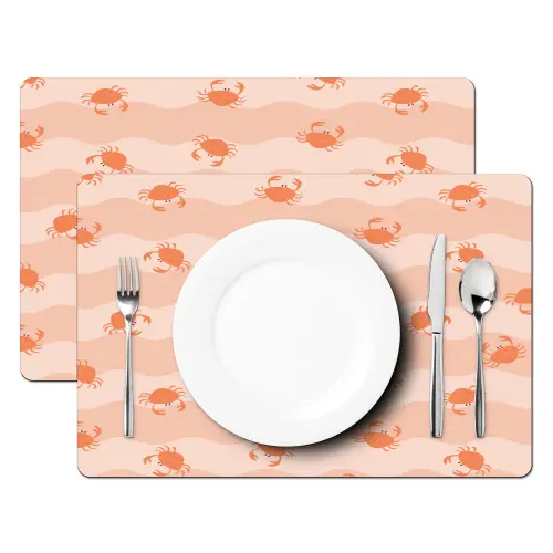 Zee - Dieren - Roze - Krab Placemat vinyl groot 368 -zzsfeer2_Kitchenyeah-website