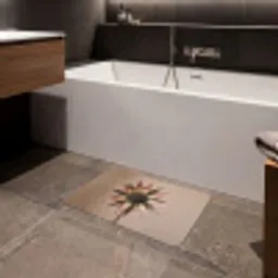 Droogbloem - Protea - Vintage - Beige - Rustiek Badmat klein -sfeer3