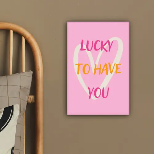 Lucky - Love - Valentijn - Roze canvas 2cm klein -sfeer3