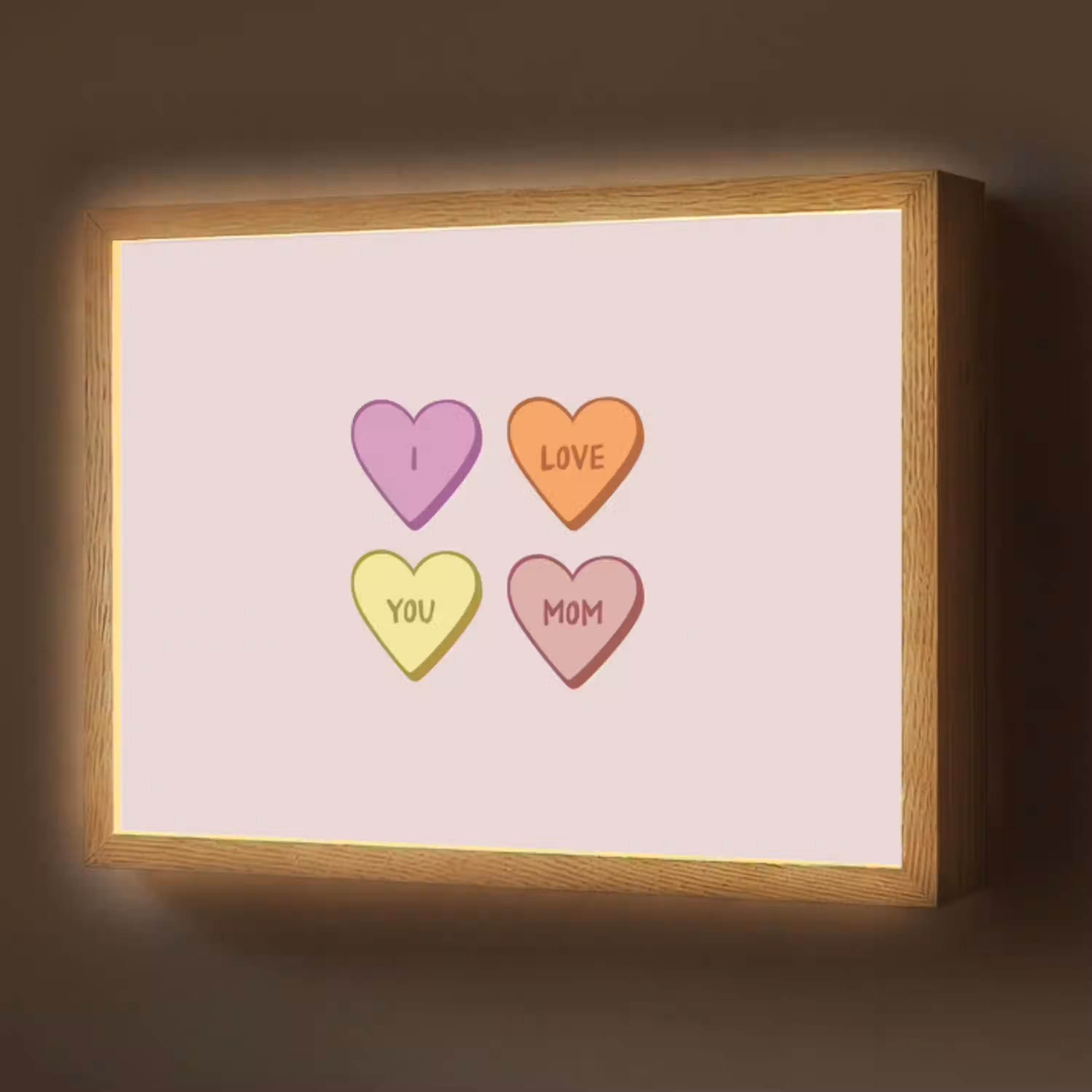 Hartjes - Pastel - Liefde - Moeder Light Box met batterij (Wandlamp) middel -z3d_website