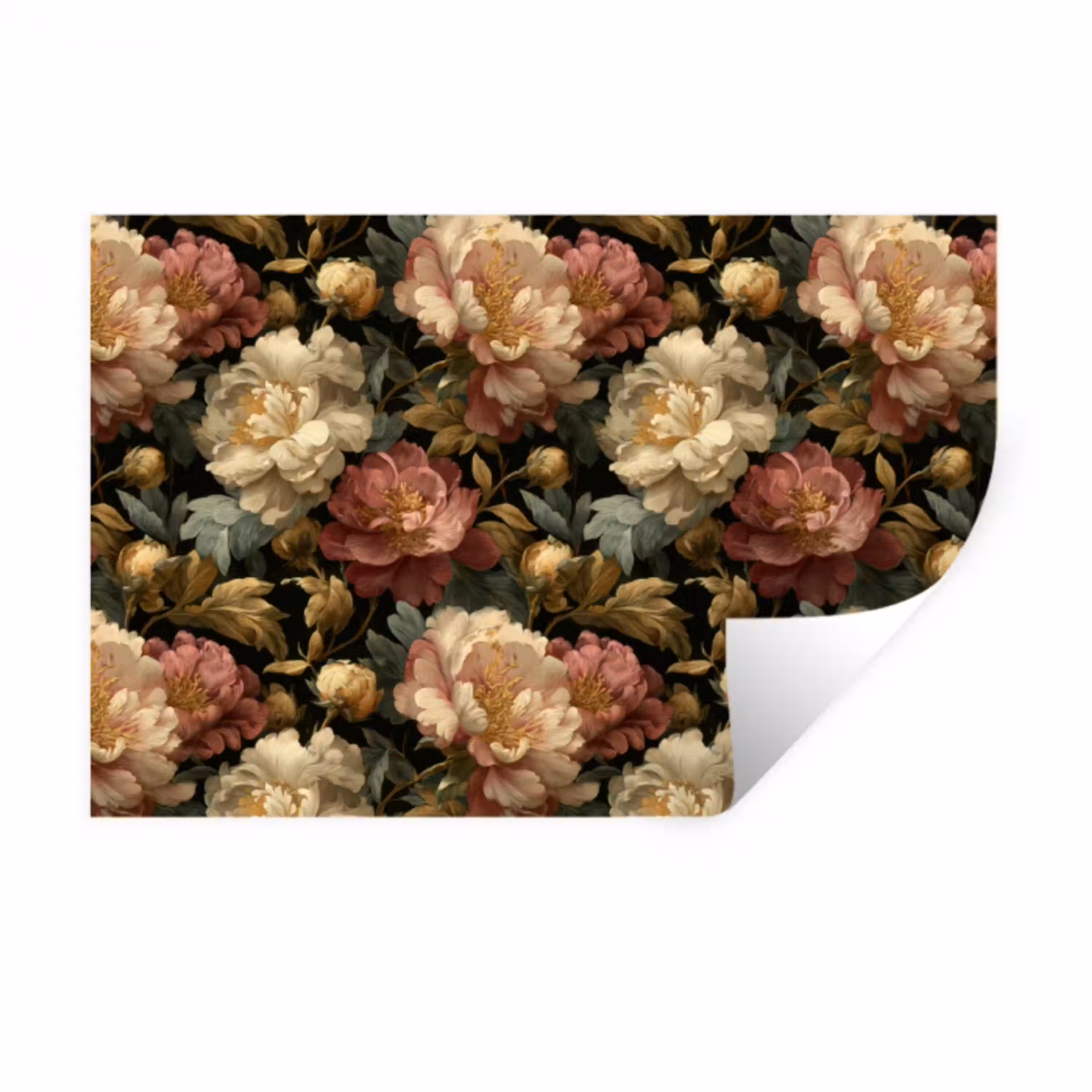 Bloemen - Barok - Patroon - Roze - Crème Muursticker klein 286 -3d